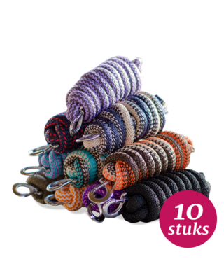 Partij halstertouwen kleurenmix 10 stuks